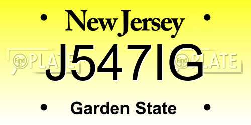 J547IG New Jersey License Plate