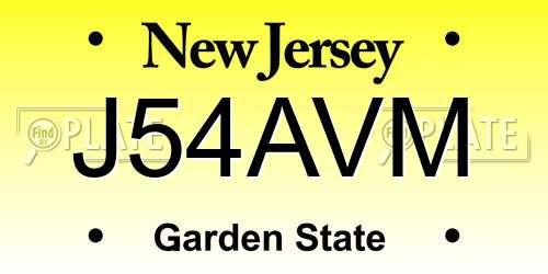 J54AVM New Jersey License Plate