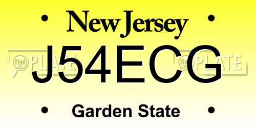 J54ECG New Jersey License Plate