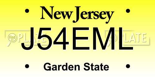 J54EML New Jersey License Plate
