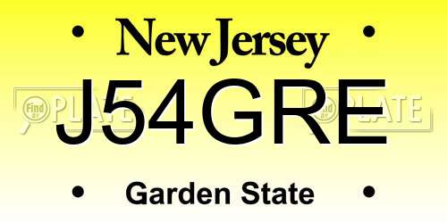 J54GRE New Jersey License Plate