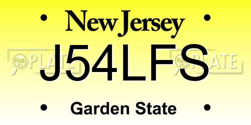 J54LFS New Jersey License Plate