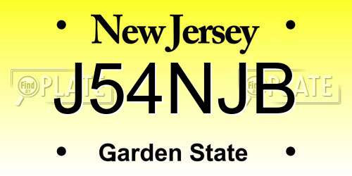 J54NJB New Jersey License Plate