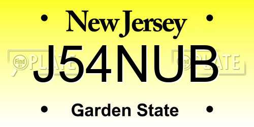 J54NUB New Jersey License Plate