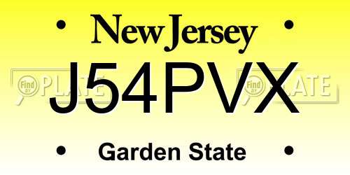 J54PVX New Jersey License Plate