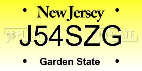 J54SZG New Jersey License Plate