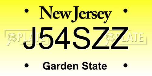 J54SZZ New Jersey License Plate