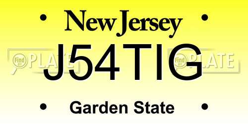 J54TIG New Jersey License Plate