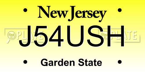 J54USH New Jersey License Plate