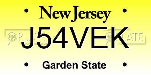 J54VEK New Jersey License Plate