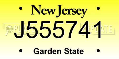 J555741 New Jersey License Plate