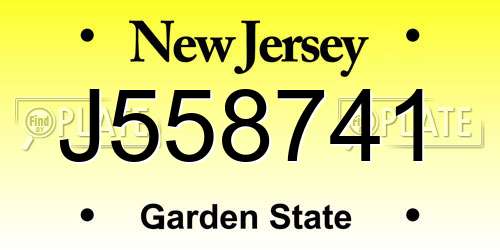 J558741 New Jersey License Plate