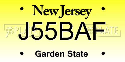 J55BAF New Jersey License Plate