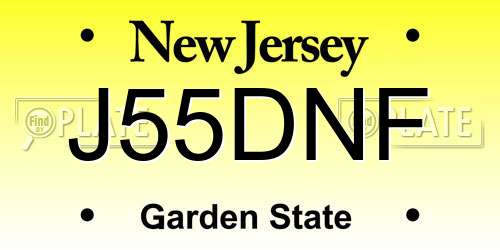 J55DNF New Jersey License Plate