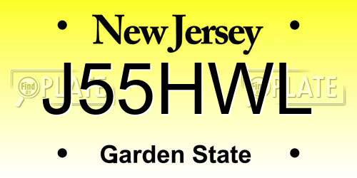 J55HWL New Jersey License Plate