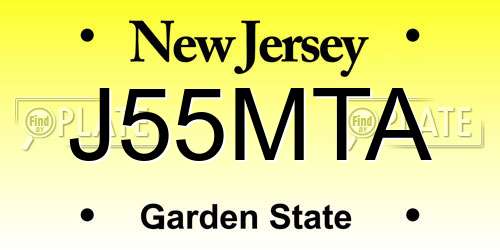 J55MTA New Jersey License Plate