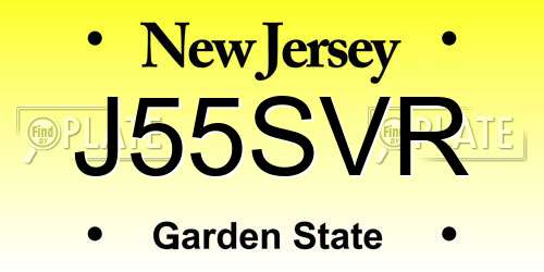 J55SVR New Jersey License Plate