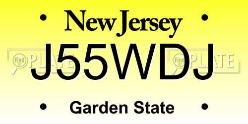 J55WDJ New Jersey License Plate