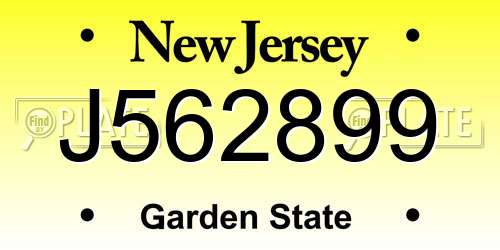 J562899 New Jersey License Plate