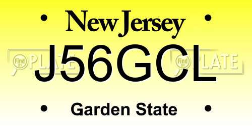 J56GCL New Jersey License Plate