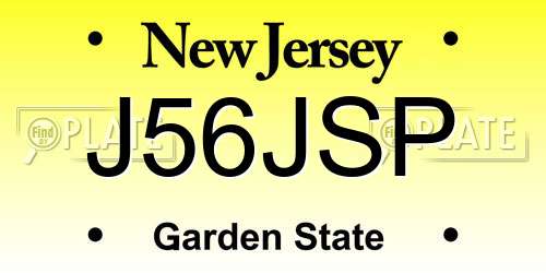 J56JSP New Jersey License Plate