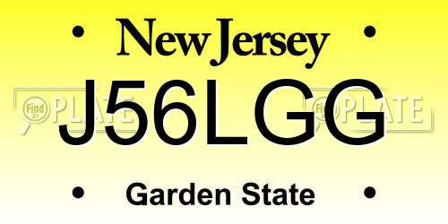 J56LGG New Jersey License Plate