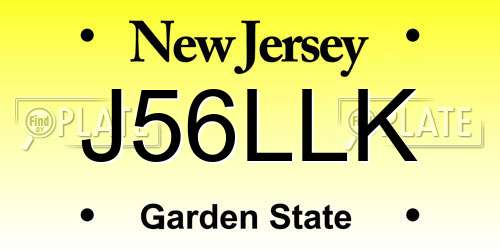 J56LLK New Jersey License Plate
