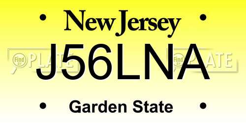 J56LNA New Jersey License Plate