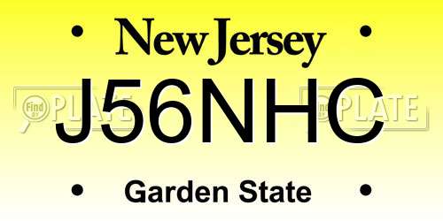 J56NHC New Jersey License Plate