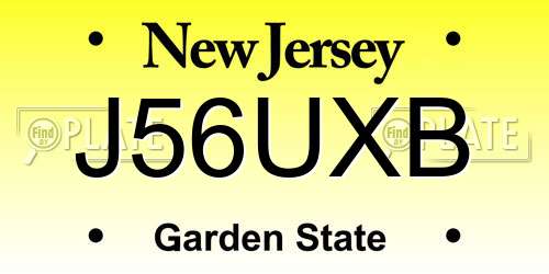 J56UXB New Jersey License Plate