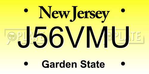 J56VMU New Jersey License Plate