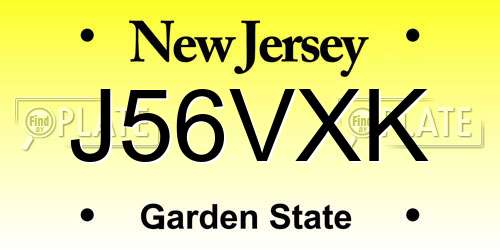 J56VXK New Jersey License Plate