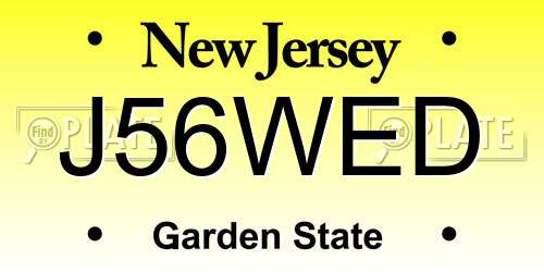 J56WED New Jersey License Plate