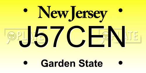 J57CEN New Jersey License Plate