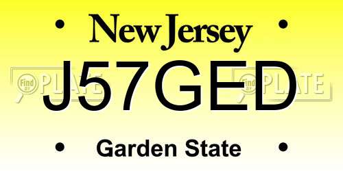 J57GED New Jersey License Plate