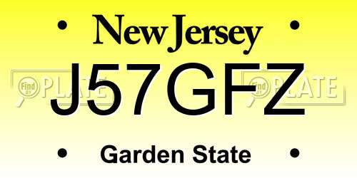 J57GFZ New Jersey License Plate