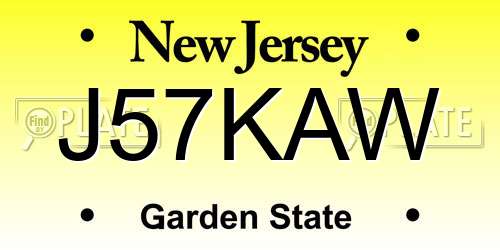 J57KAW New Jersey License Plate