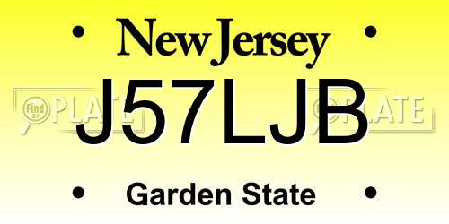 J57LJB New Jersey License Plate