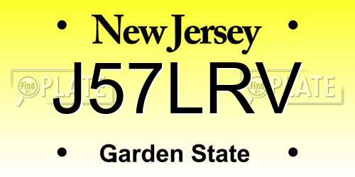 J57LRV New Jersey License Plate