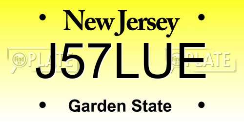 J57LUE New Jersey License Plate