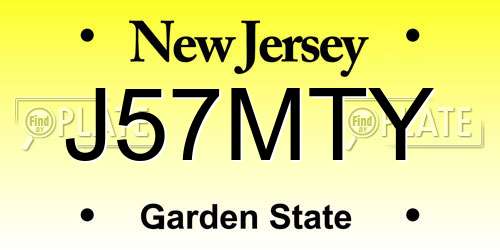 J57MTY New Jersey License Plate