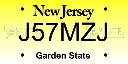 J57MZJ New Jersey License Plate