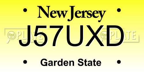 J57UXD New Jersey License Plate
