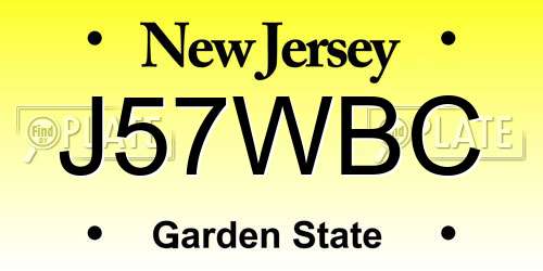 J57WBC New Jersey License Plate