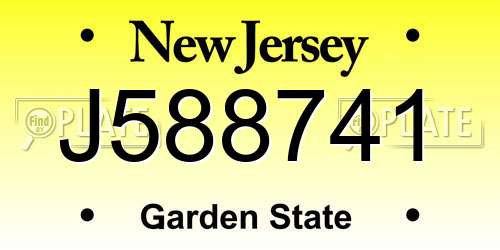 J588741 New Jersey License Plate