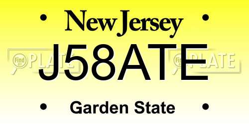 J58ATE New Jersey License Plate