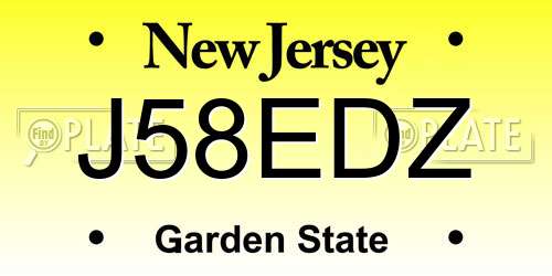 J58EDZ New Jersey License Plate