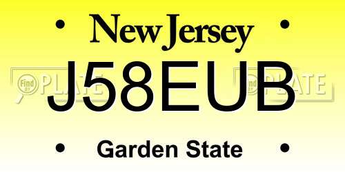 J58EUB New Jersey License Plate