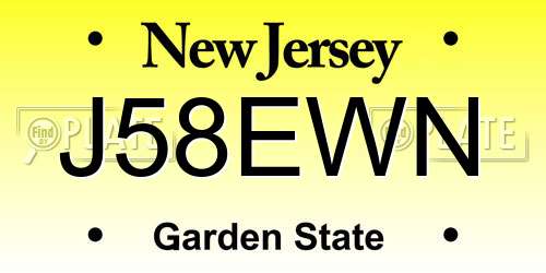 J58EWN New Jersey License Plate