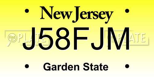 J58FJM New Jersey License Plate